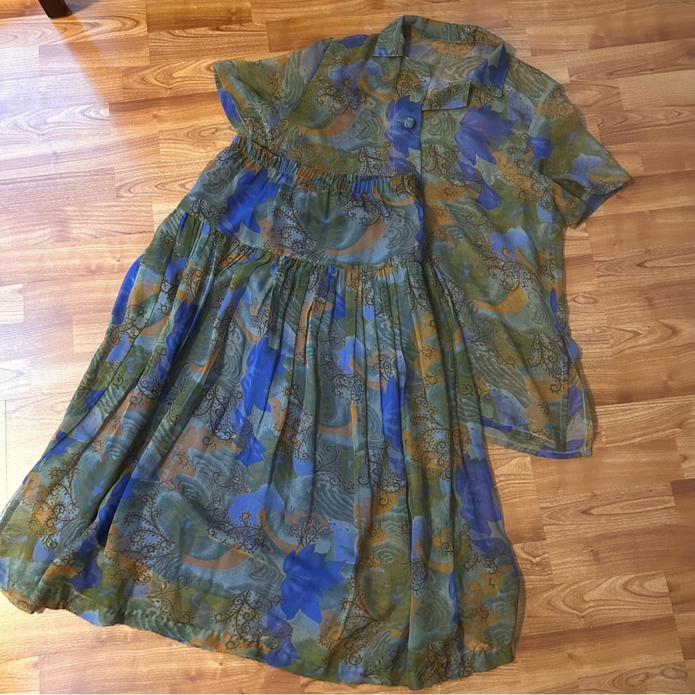 Olive green skirt set